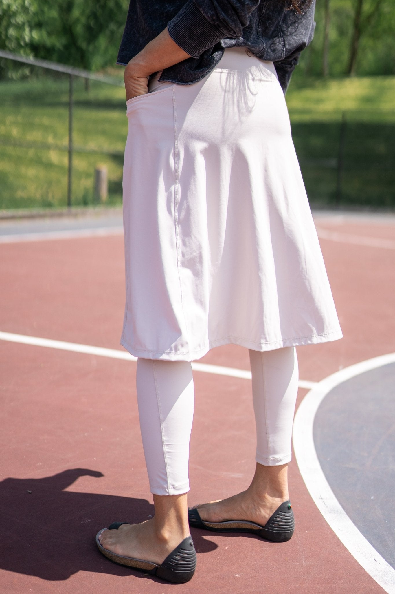 Modest High-Rise Crossover Skirted Leggings With Pockets - CHASTE