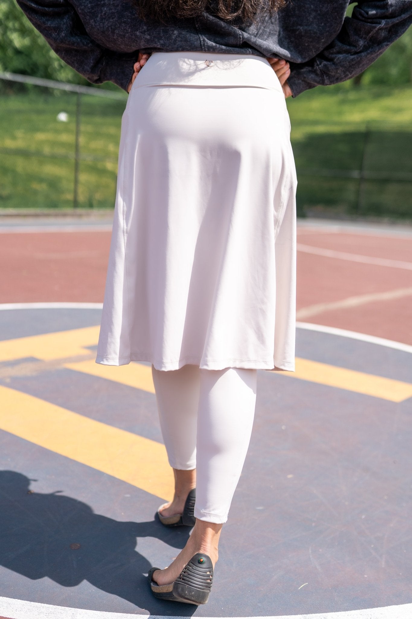 Modest High-Rise Crossover Skirted Leggings With Pockets - CHASTE